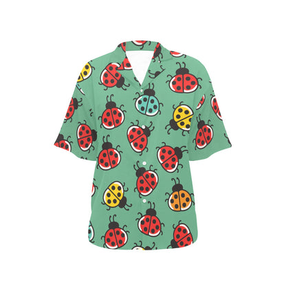 Ladybug Pattern Print Design 02 Women's Hawaiian Shirt