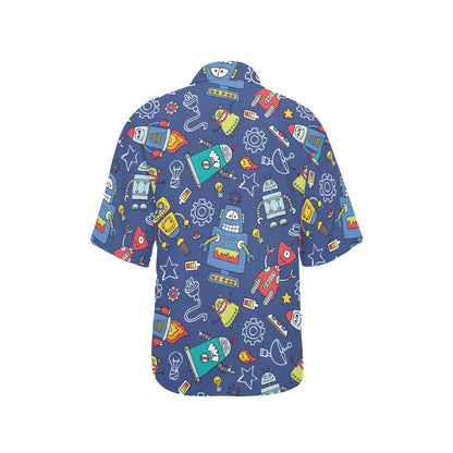 Robot Pattern Print Design A03 Women's Hawaiian Shirt