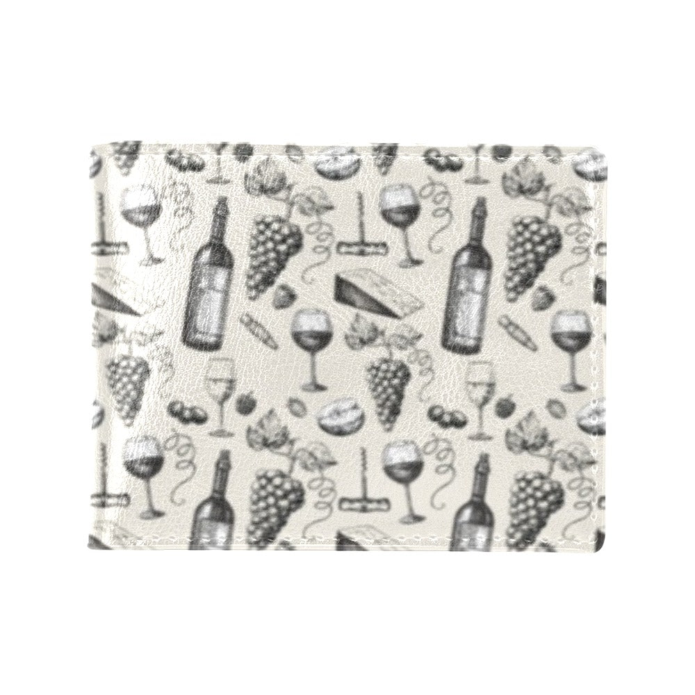 Wine Themed Print Design LKS306 Men's ID Card Wallet
