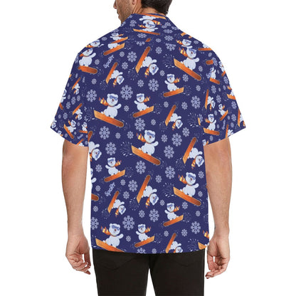 Snowboard Bear Print Design LKS305 Men's Hawaiian Shirt