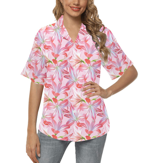 Amaryllis Pattern Print Design 02 Women's Hawaiian Shirt