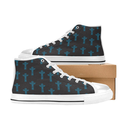 Totem Print Design LKS304 High Top Women's White Shoes