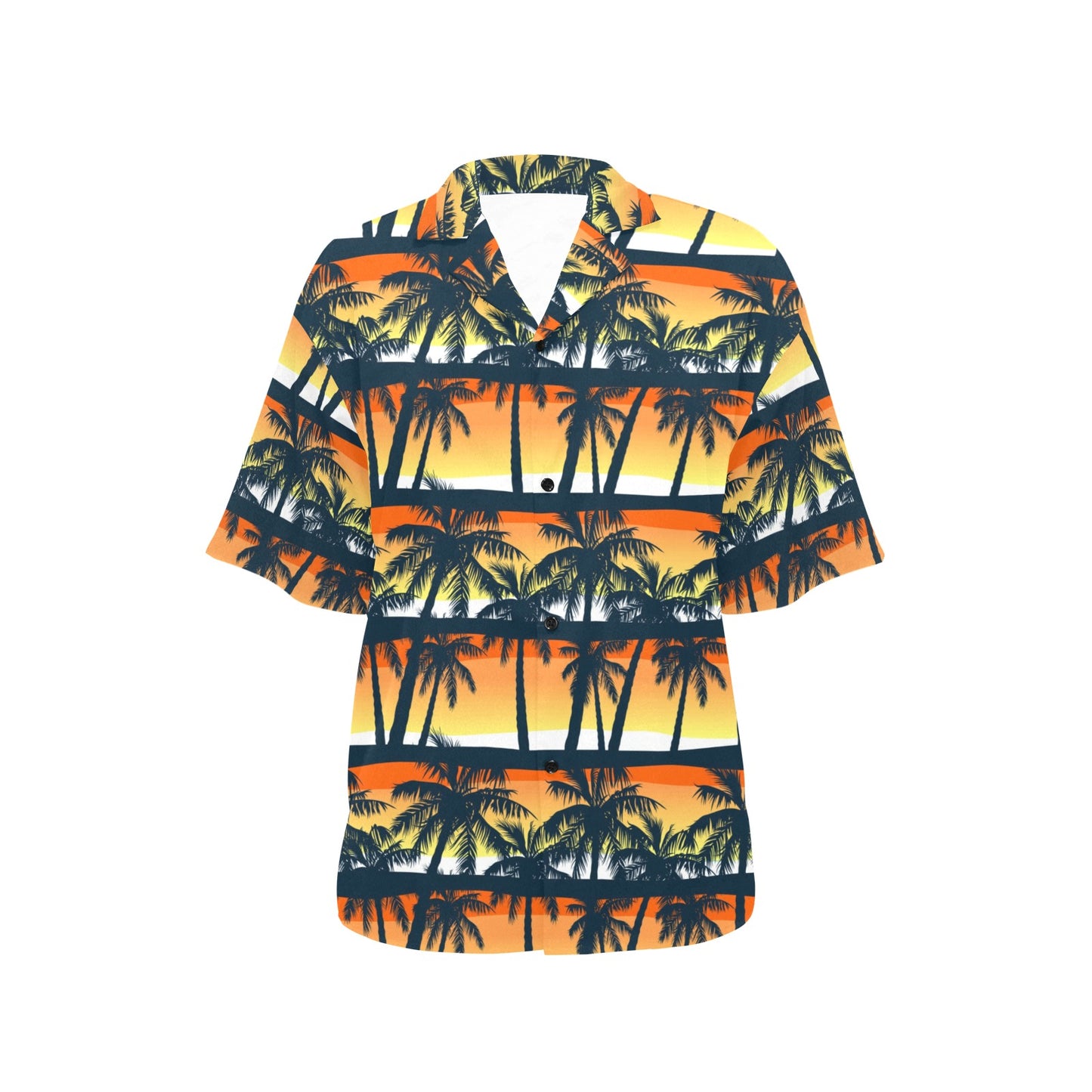 Palm Tree Sunset Design Print Women's Hawaiian Shirt