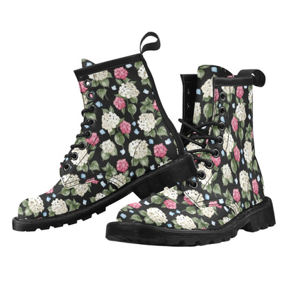 Hydrangea Pattern Print Design HD09 Women's Boots