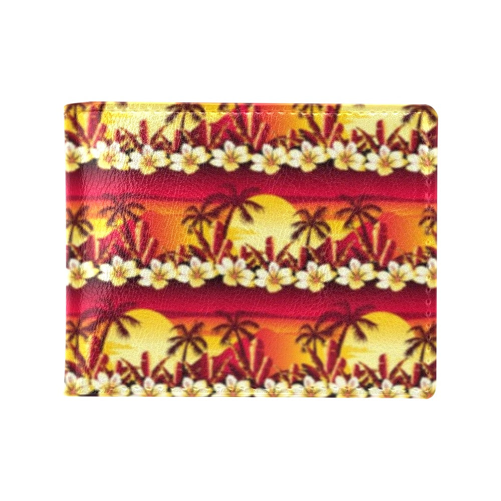 Hawaiian Tropical Sunset Hibiscus Print Men's ID Card Wallet