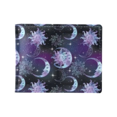 Sun Moon Print Design LKS303 Men's ID Card Wallet