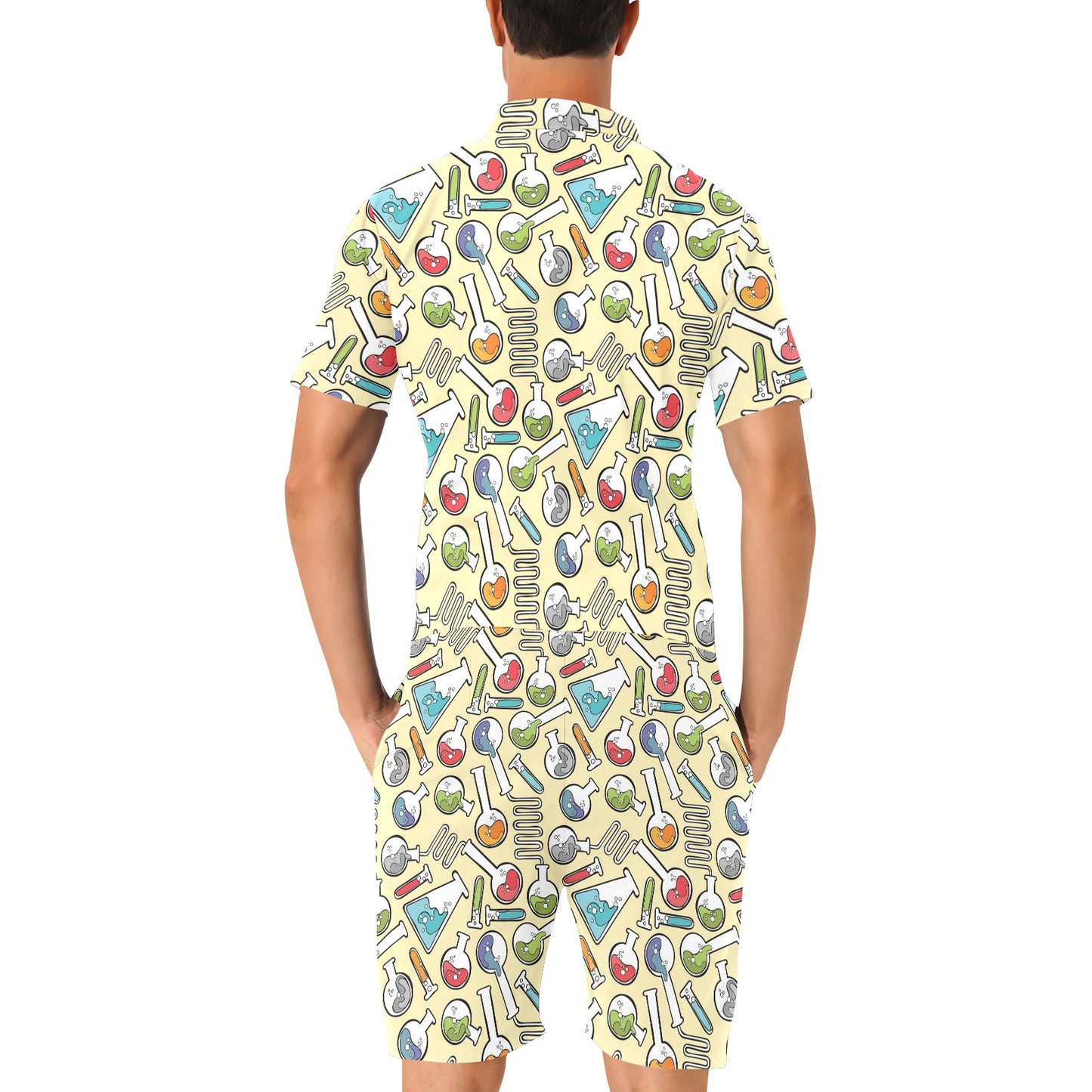 Chemical Pattern Print Design 04 Men's Romper