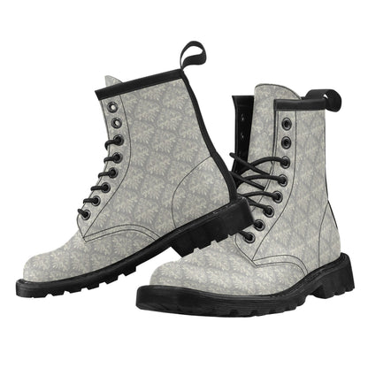 Damask Grey Elegant Print Pattern Women's Boots