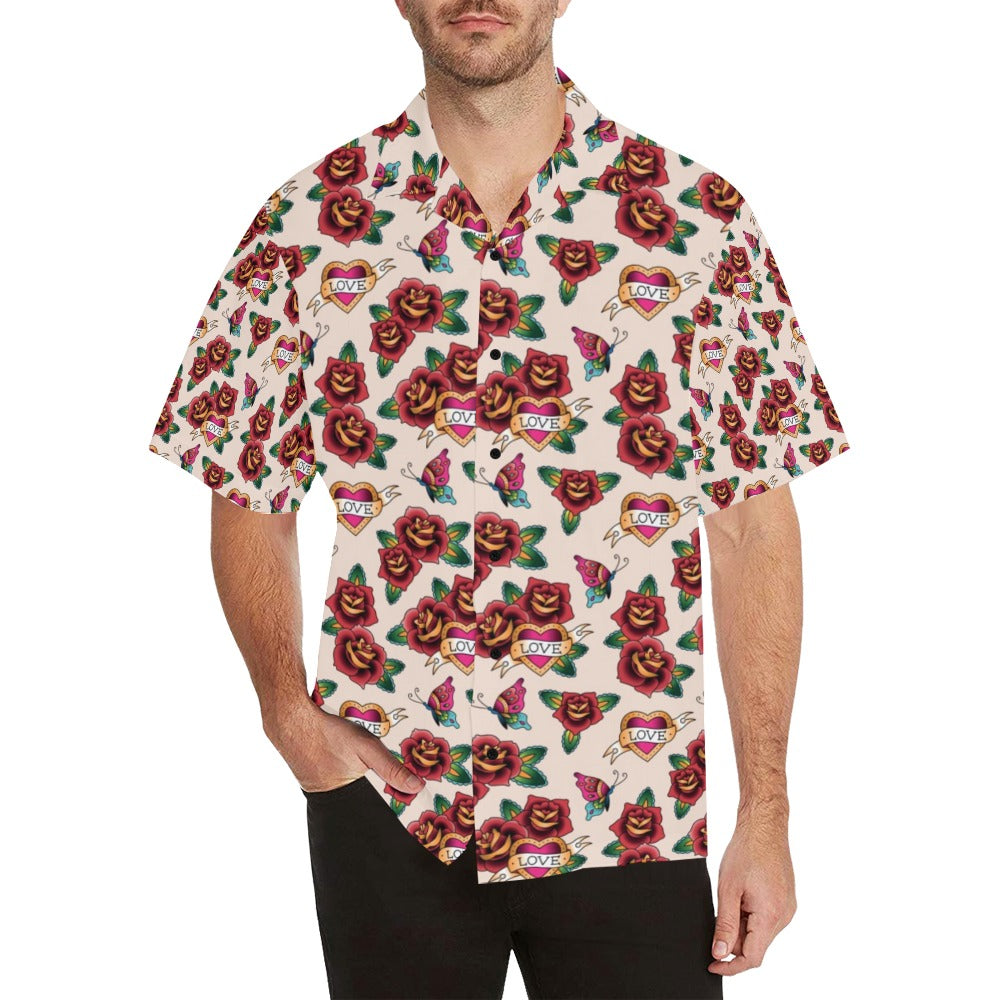 Tattoo Rose Print Design LKS302 Men's Hawaiian Shirt