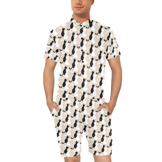 Cat Pattern Print Design 04 Men's Romper