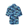 Camo Blue Pattern Print Design 04 Women's Hawaiian Shirt