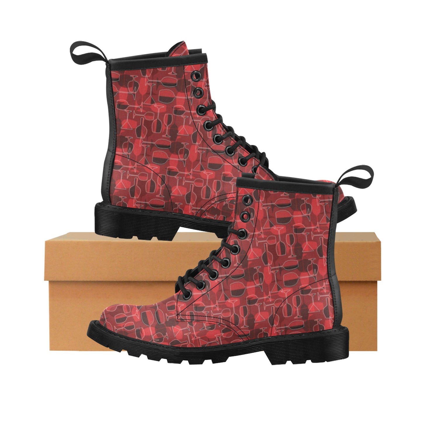 Wine Glass Print Design LKS301 Women's Boots