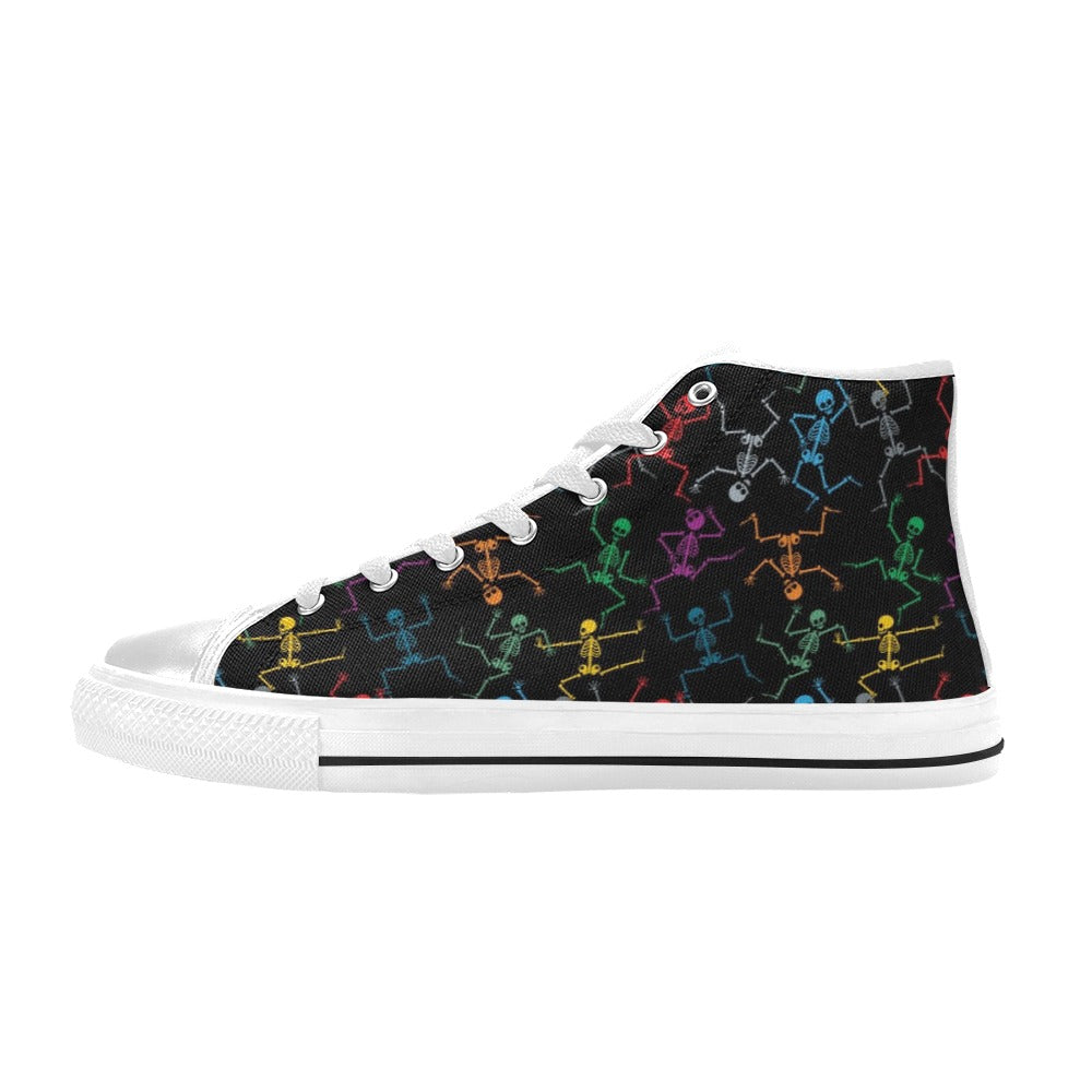 Skeleton Colorful Print Design LKS302 High Top Women's White Shoes
