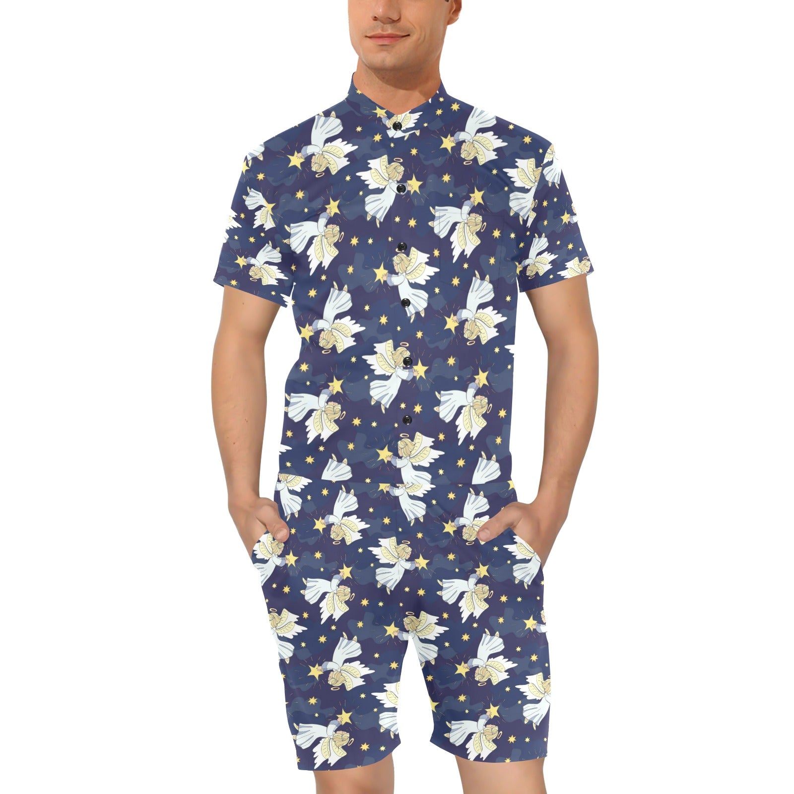 Angel Pattern Print Design 06 Men's Romper