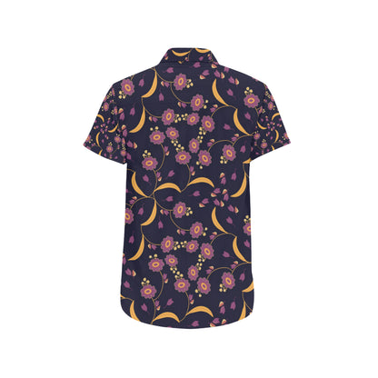 Anemone Pattern Print Design AM012 Men's Short Sleeve Button Up Shirt
