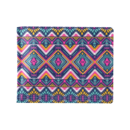 Indian Navajo Pink Themed Design Print Men's ID Card Wallet