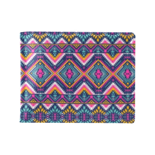 Indian Navajo Pink Themed Design Print Men's ID Card Wallet