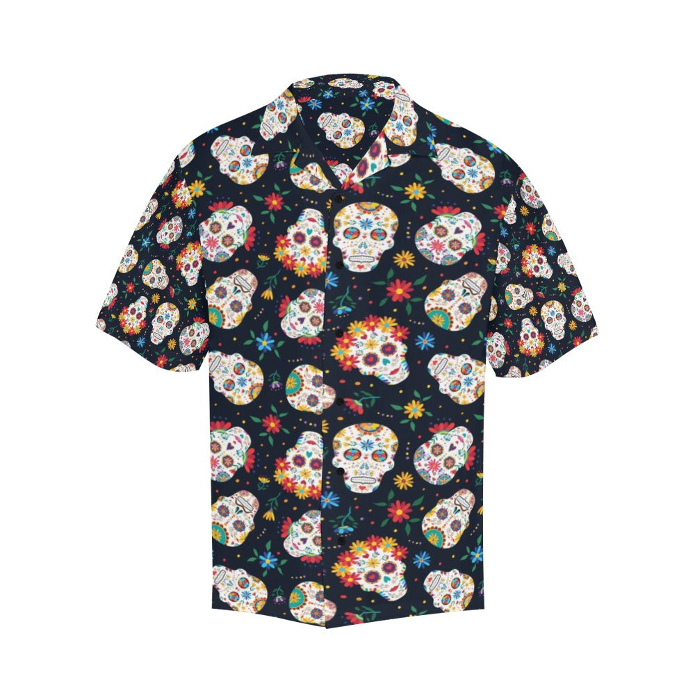Sugar Skull Print Design LKS305 Men's Hawaiian Shirt