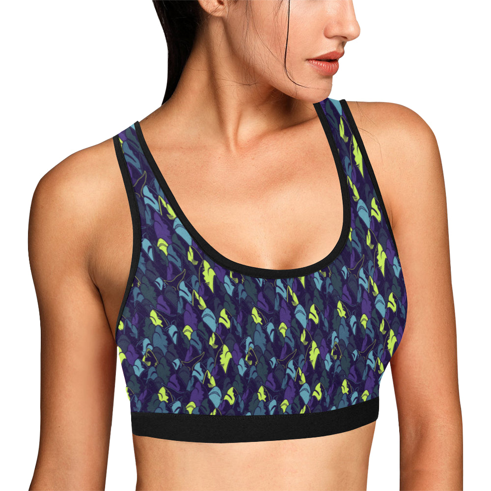 Shark Neon color Print Sports Bra