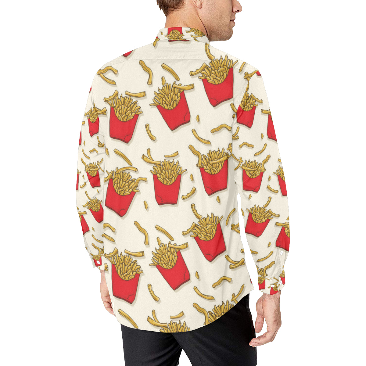 French Fried Pattern Print Design 01 Men's Long Sleeve Shirt