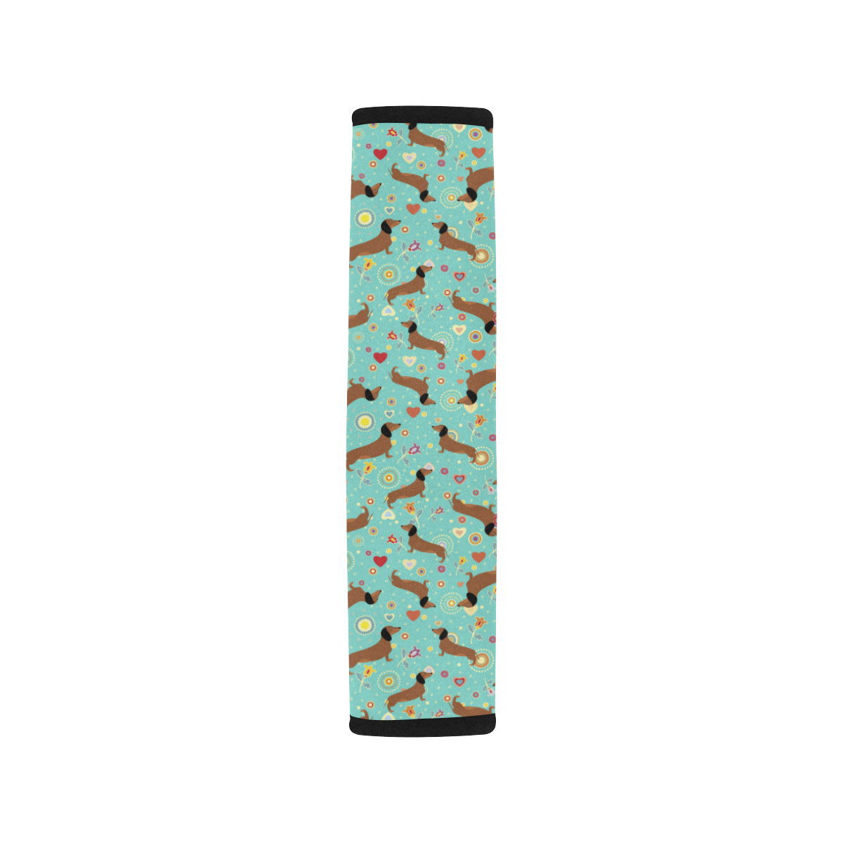 Dachshund with Floral Print Pattern Car Seat Belt Cover