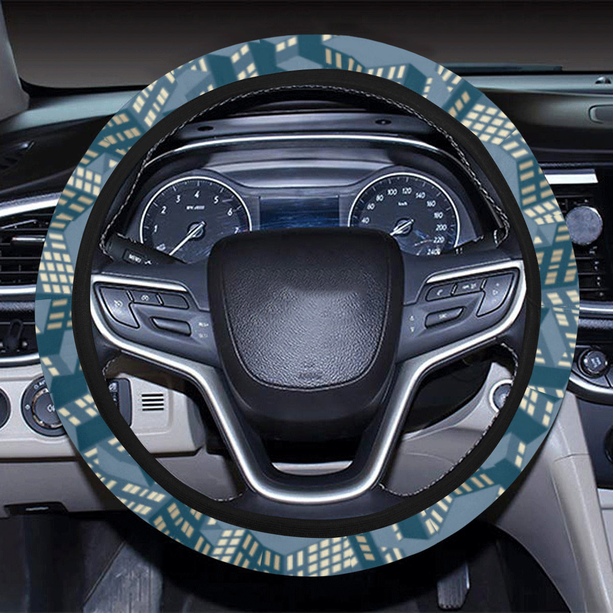 City  Pattern Print Design 01 Steering Wheel Cover with Elastic Edge
