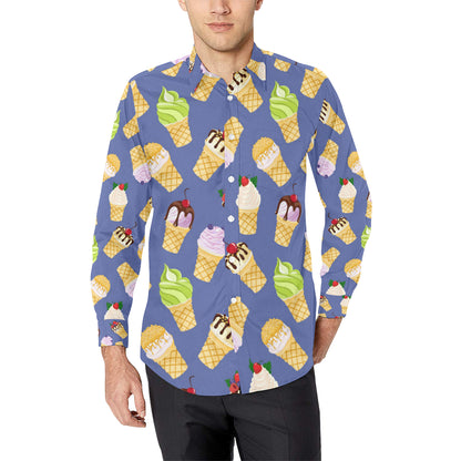 Ice Cream Pattern Print Design IC03 Men's Long Sleeve Shirt
