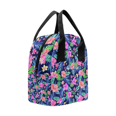 Neon Hibiscus Pattern Print Design HB016 Insulated Lunch Bag