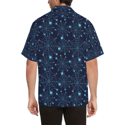 Spider Web Blue Print Design LKS304 Men's Hawaiian Shirt
