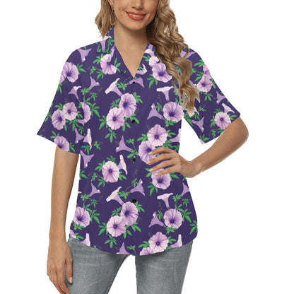 Morning Glory Pattern Print Design MG01 Women's Hawaiian Shirt