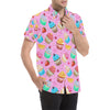 Cupcake Pattern Print Design CP05 Men's Short Sleeve Button Up Shirt