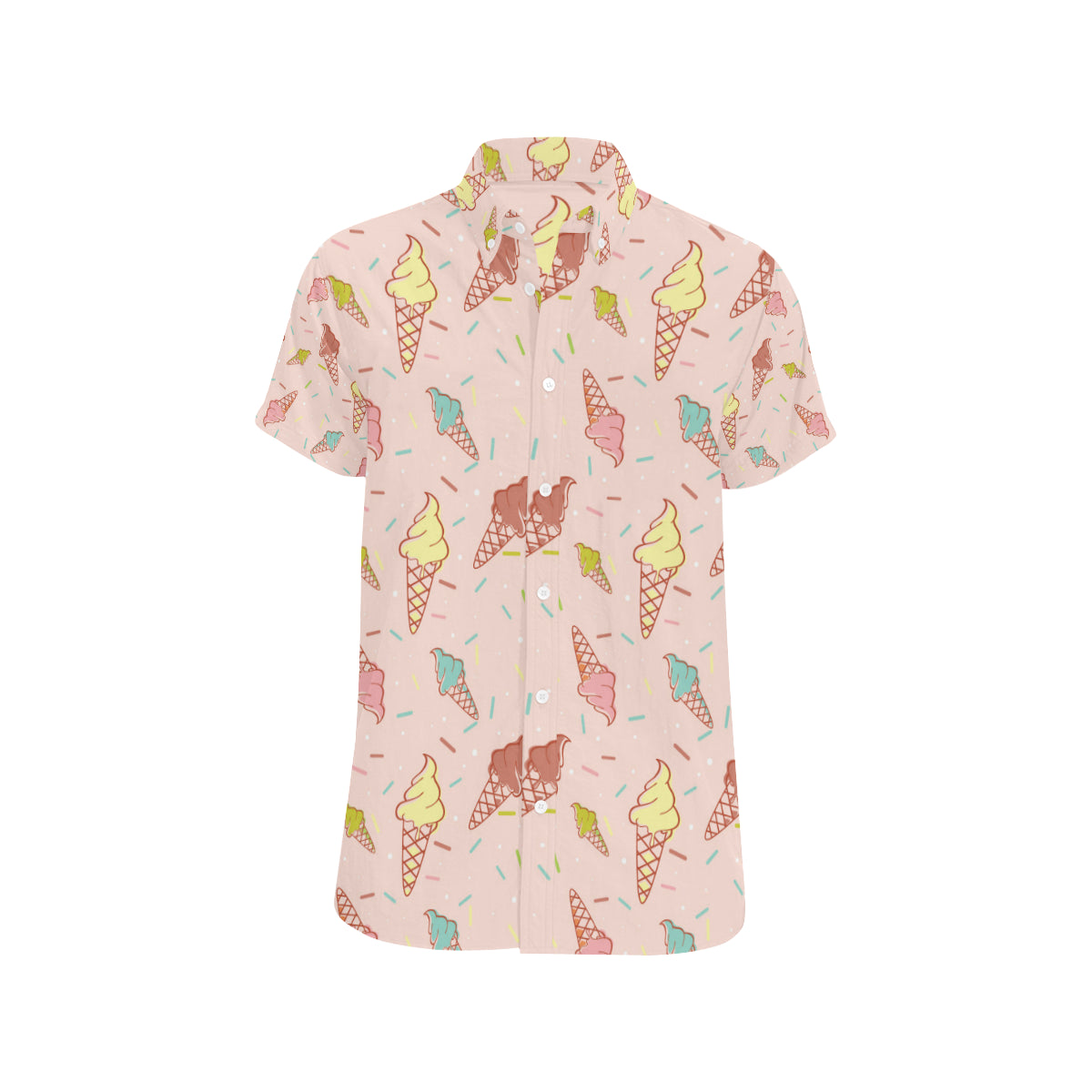 Ice Cream Pattern Print Design 02 Men's Short Sleeve Button Up Shirt