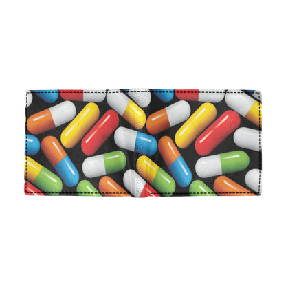 Pill Pattern Print Design A02 Men's ID Card Wallet