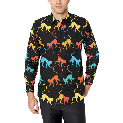 Monkey Pattern Print Design 01 Men's Long Sleeve Shirt