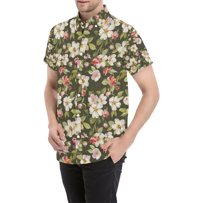 Apple blossom Pattern Print Design AB01 Men's Short Sleeve Button Up Shirt