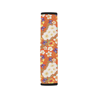 Tropical Flower Pattern Print Design TF027 Car Seat Belt Cover