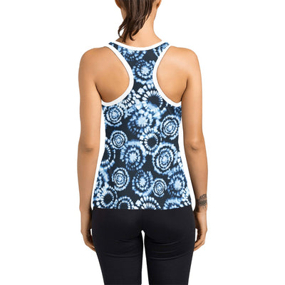 Tie Dye Dark Blue Print Design LKS306 Women's Racerback Tank Top