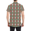 Aztec Pattern Print Design 01 Men's Short Sleeve Button Up Shirt