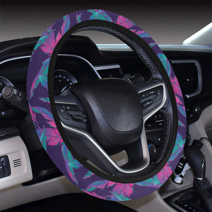 Banana Leaf Pattern Print Design 08 Steering Wheel Cover with Elastic Edge
