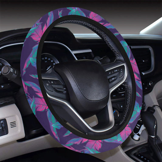 Banana Leaf Pattern Print Design 08 Steering Wheel Cover with Elastic Edge