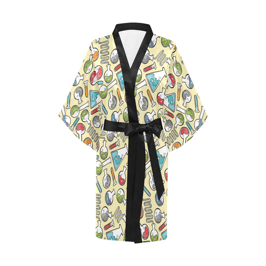 Chemical Pattern Print Design 04 Women's Short Kimono