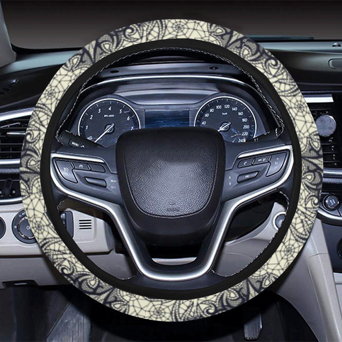 Bat Tribal Pattern Print Design 06 Steering Wheel Cover with Elastic Edge