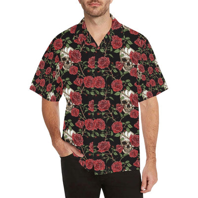 Skull And Roses Print Design LKS303 Men's Hawaiian Shirt