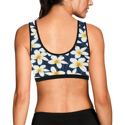 Plumeria Pattern Print Design PM026 Sports Bra