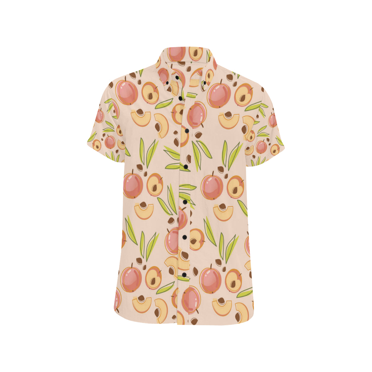 Peach Pattern Print Design A01 Men's Short Sleeve Button Up Shirt