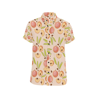 Peach Pattern Print Design A01 Men's Short Sleeve Button Up Shirt