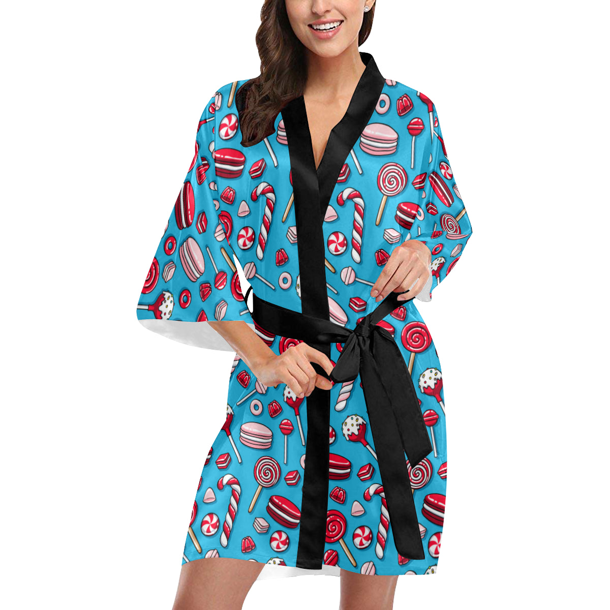 Candy Pattern Print Design 05 Women's Short Kimono