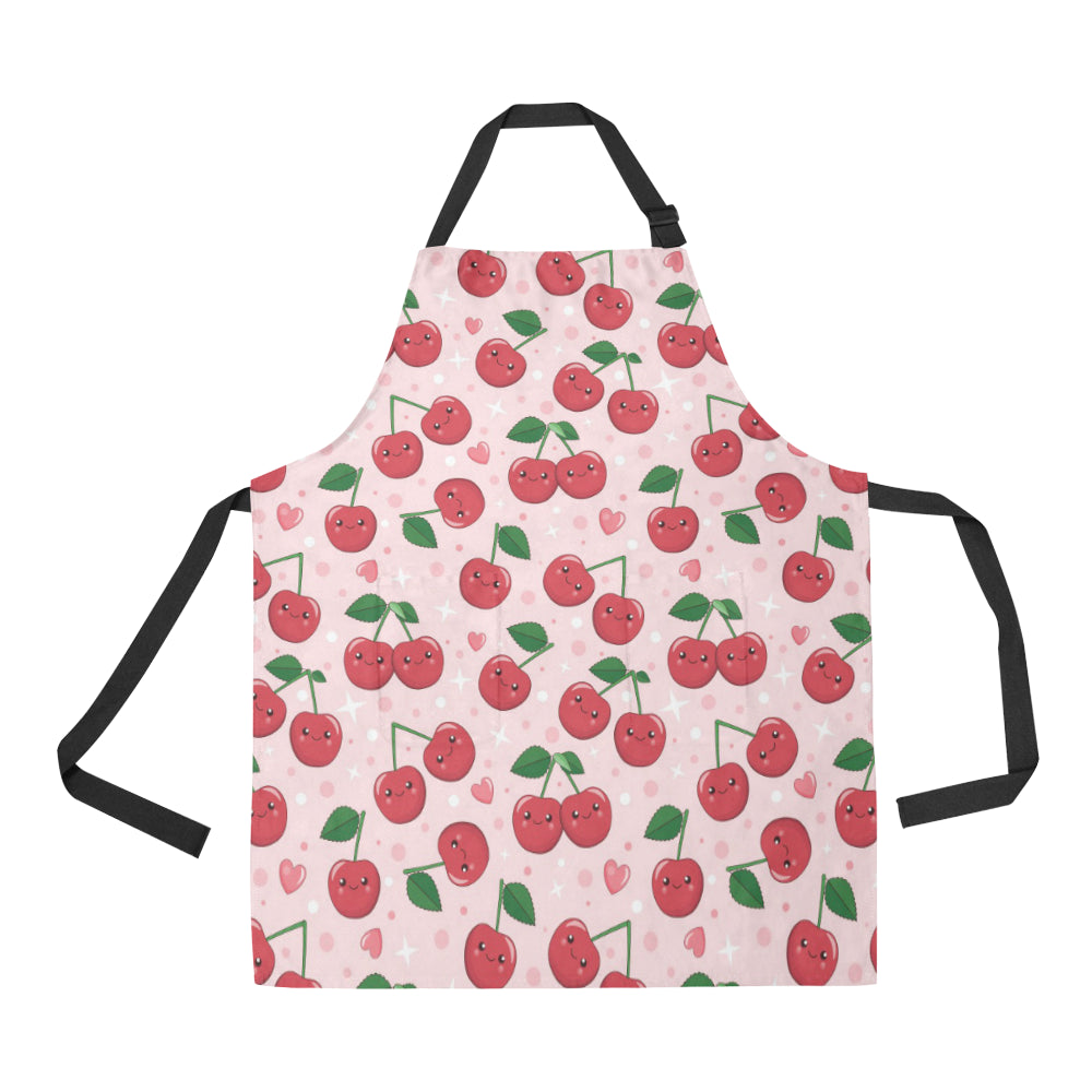 Cherry Pattern Print Design CH02 Apron with Pocket