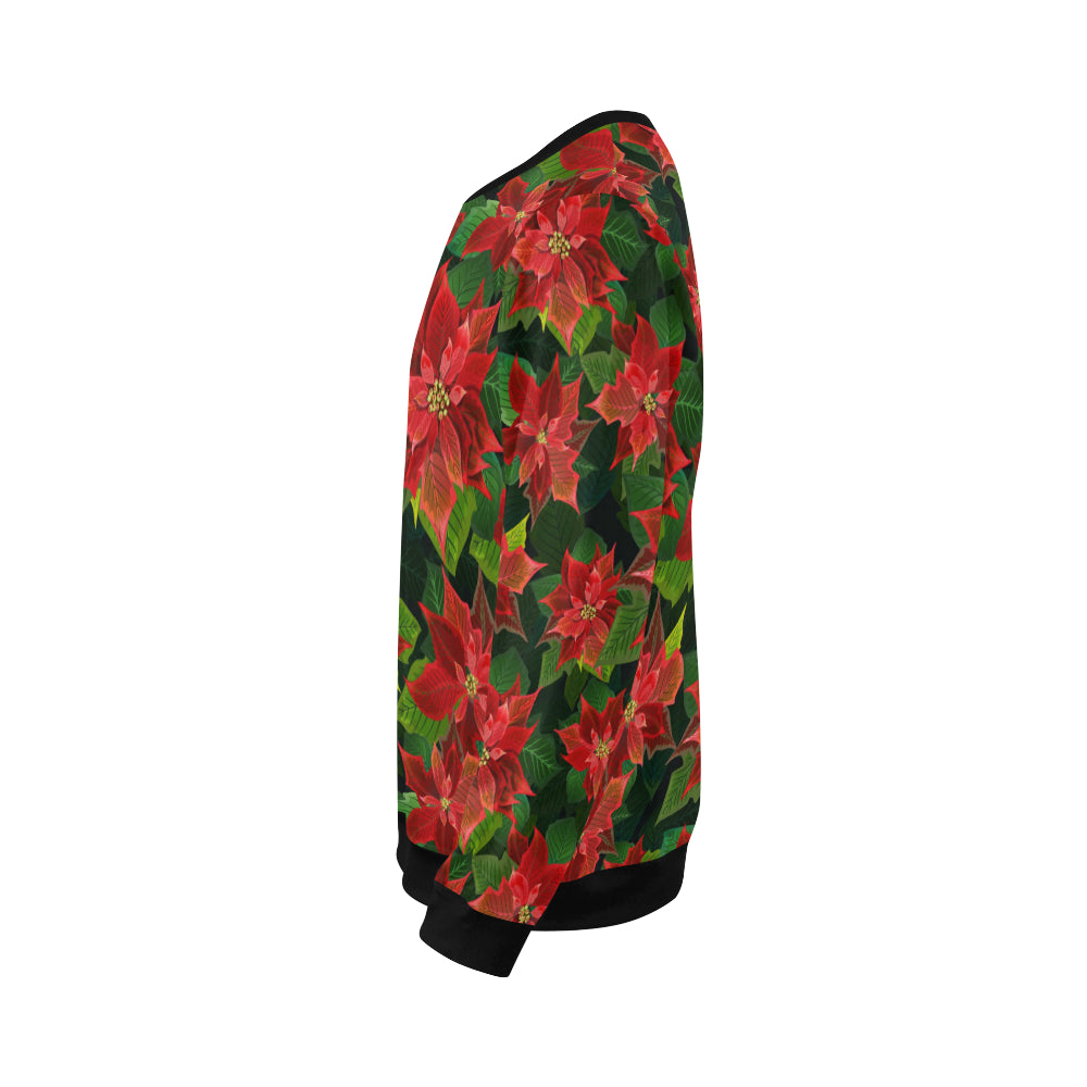Poinsettia Pattern Print Design POT04 Men Long Sleeve Sweatshirt