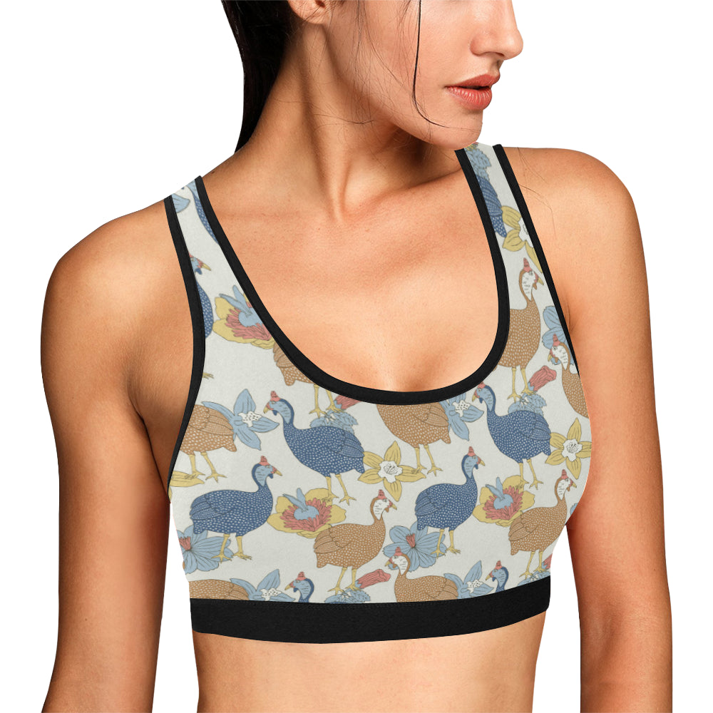Guinea Fowl Pattern Print Design 01 Sports Bra